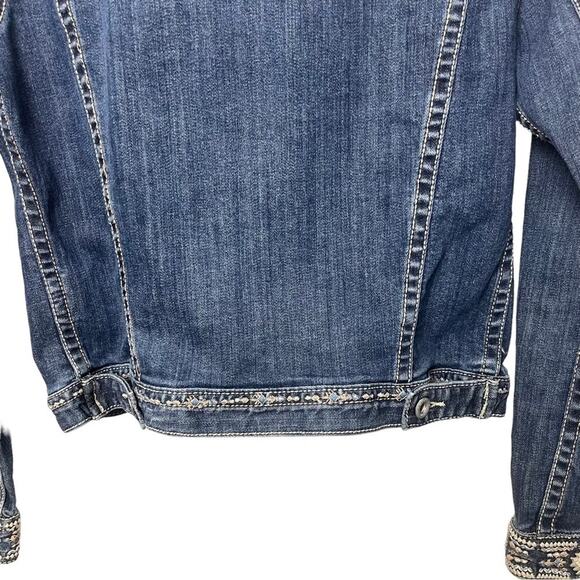 GRACE Aztec/Southwestern Cropped Embroidered Denim Jacket, Festival, Boho, S - Picture 7 of 8